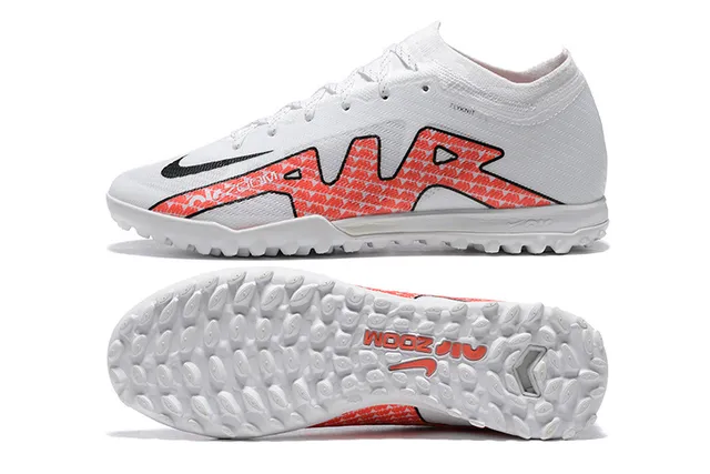 Nike White Orange Flyknit Upper Stud Outsole Turf Soccer Shoes 9