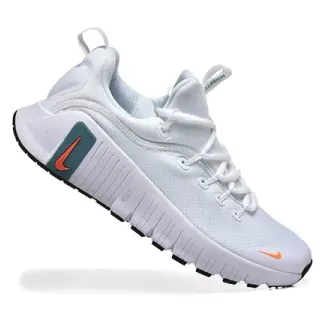 Nike White Orange Sculpted Ridged Midsole Mesh Knit Upper Lifestyle Sneakers