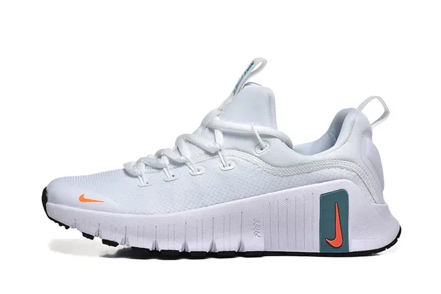Nike White Orange Sculpted Ridged Midsole Mesh Knit Upper Lifestyle Sneakers 5