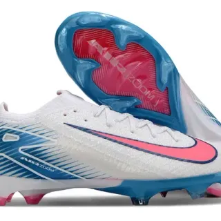 Nike أحذية كرة القدم بيضاء وردية Low-Cut Knit Upper Dynamic Cage Overlay Firm-Ground
