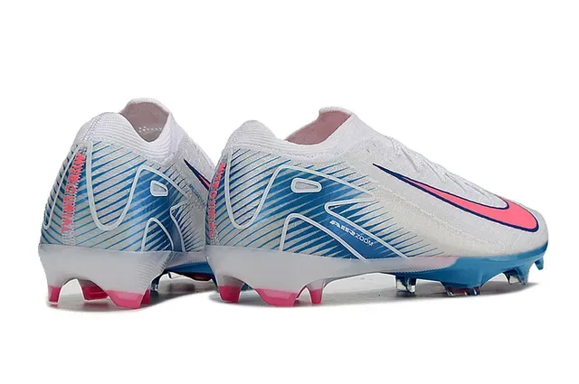 Nike أحذية كرة القدم بيضاء وردية Low-Cut Knit Upper Dynamic Cage Overlay Firm-Ground 5