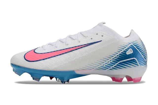 Nike أحذية كرة القدم بيضاء وردية Low-Cut Knit Upper Dynamic Cage Overlay Firm-Ground 7