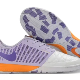 Nike White Purple Low-Top Synthetic Cage Upper Indoor Soccer Shoes