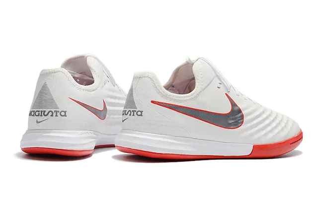 Nike White Red Low-Cut Textured Synthetic Upper Indoor Soccer Shoes 24