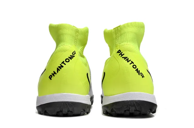 Nike Zapatillas de fútbol turf con upper de knit, cuello sock-fit y corte alto en blanco y amarillo 3