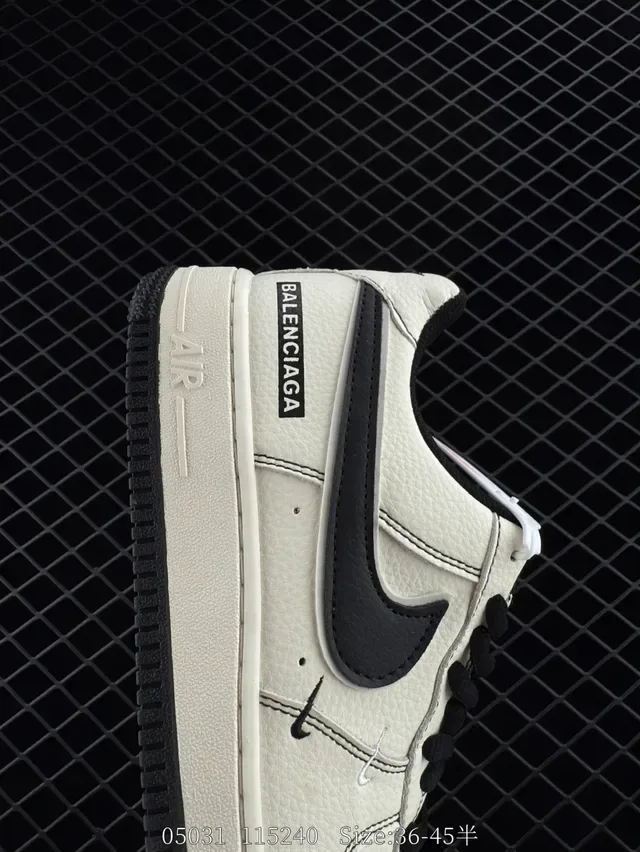 Nike x Balenciaga Air Force 1 Low Off-White and Black Lifestyle Sneakers 4