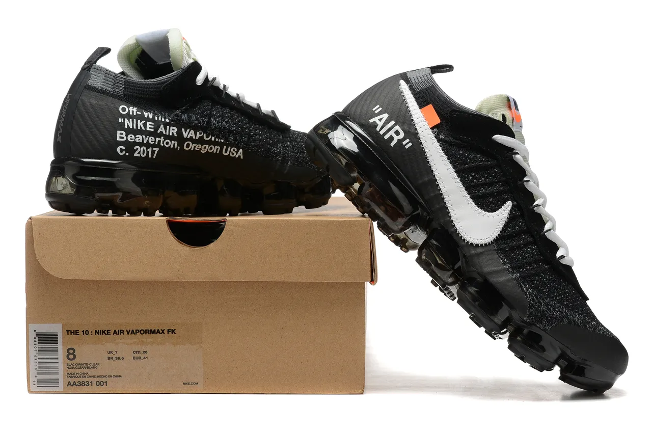 Nike x Off-White Air VaporMax Black White Orange Lifestyle Sneakers 2