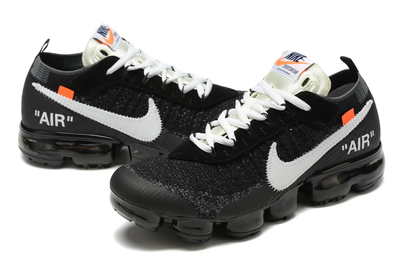 Nike x Off-White Air VaporMax Black White Orange Lifestyle Sneakers 6