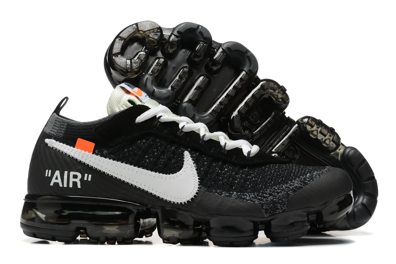 Nike x Off-White Air VaporMax Black White Orange Lifestyle Sneakers 7