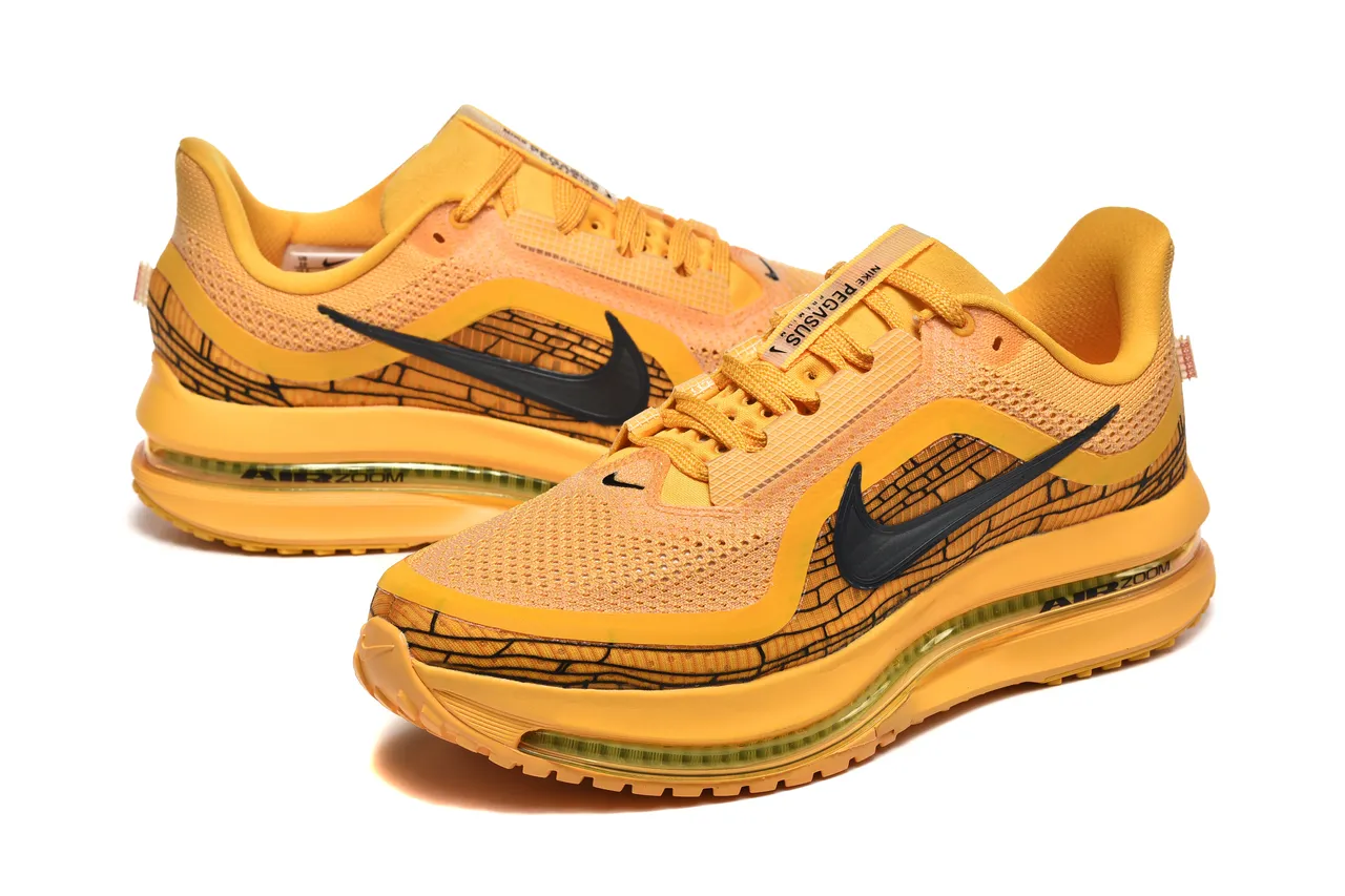 Nike Yellow Black Engineered Mesh Upper Full-Length Air Zoom Unit Running Shoes 2