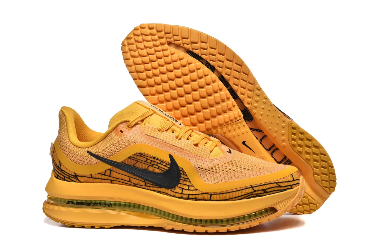 Nike Yellow Black Engineered Mesh Upper Full-Length Air Zoom Unit Running Shoes 6