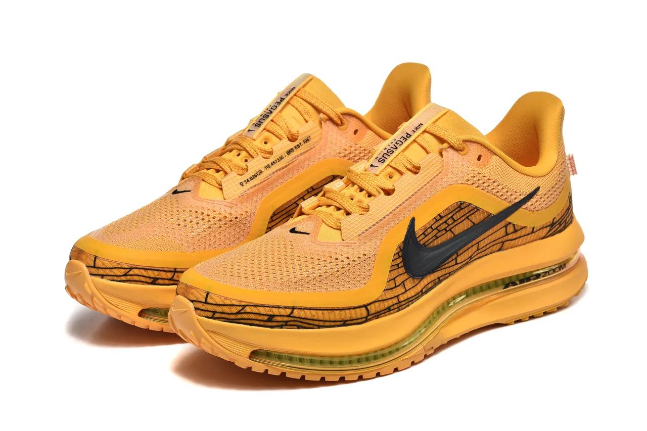 Nike Yellow Black Engineered Mesh Upper Full-Length Air Zoom Unit Running Shoes 7