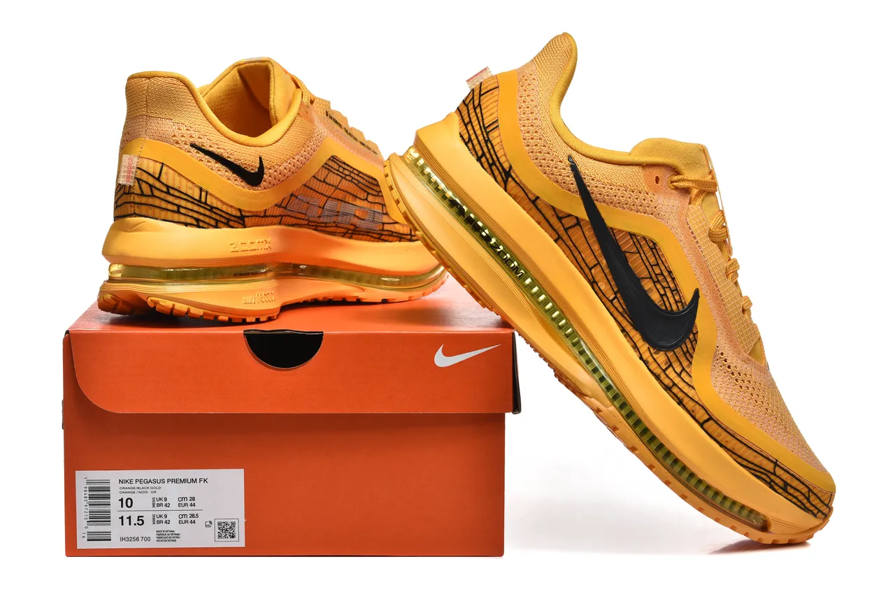 Nike Yellow Black Engineered Mesh Upper Full-Length Air Zoom Unit Running Shoes 8