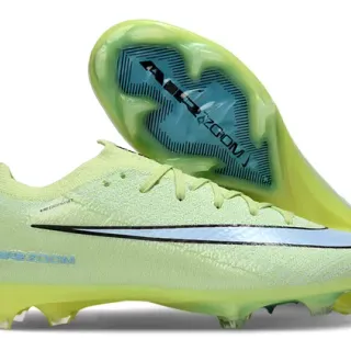 Nike Yellow Blue Knit Upper Transparent Air Zoom Heel Unit Firm-Ground Soccer Shoes