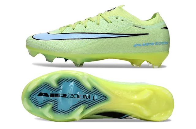 Nike Yellow Blue Knit Upper Transparent Air Zoom Heel Unit Firm-Ground Soccer Shoes 6