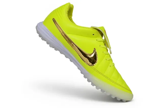 Nike Yellow Gold Quilted Synthetic Upper Metallic Swoosh Turf Soccer Shoes 3
