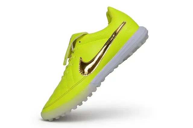 Nike Yellow Gold Quilted Synthetic Upper Metallic Swoosh Turf Soccer Shoes 4