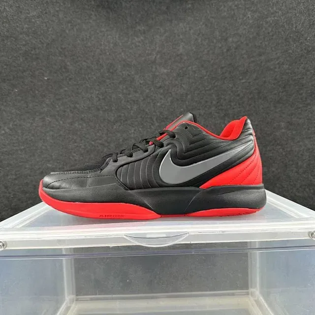 Nike Zoom Black Red Layered Synthetic Upper Ribbed Texture Sneakers 2