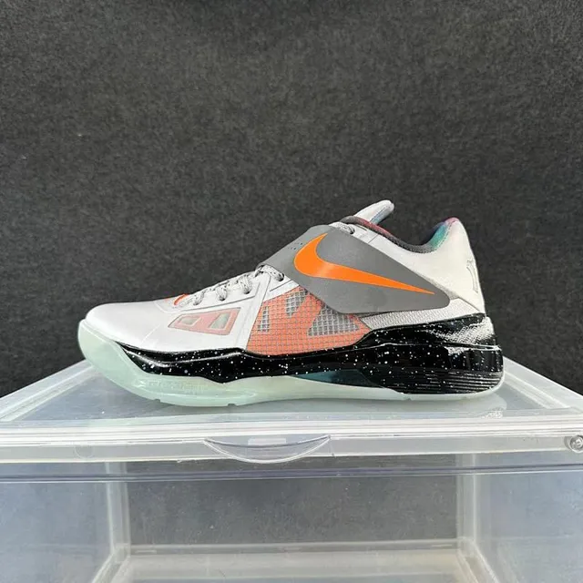 Nike Zoom KD IV tênis de basquete branco laranja preto speckle 2