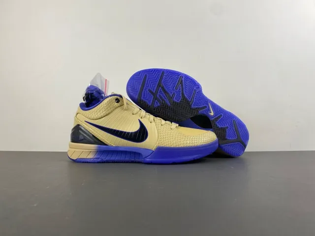 Nike Zoom Kobe IV Beige and Royal Blue Basketball Shoes 14