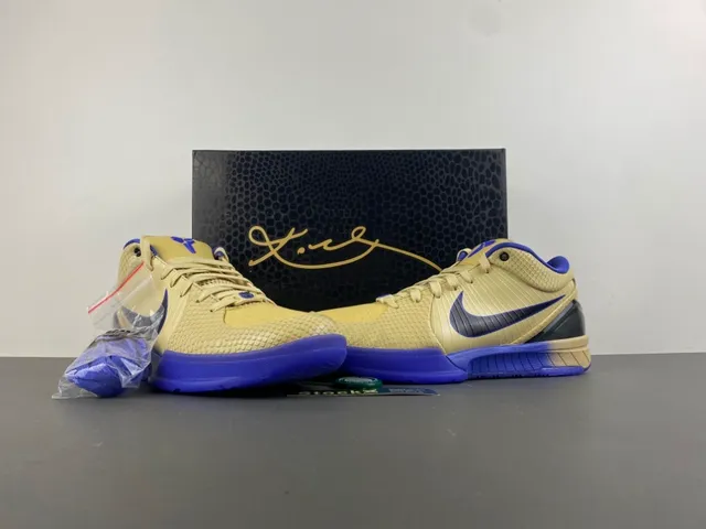 Nike Zoom Kobe IV Beige and Royal Blue Basketball Shoes 15