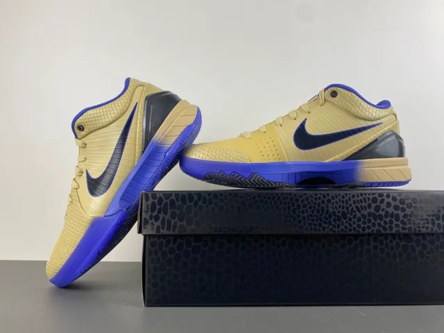 Nike Zoom Kobe IV Beige and Royal Blue Basketball Shoes 16
