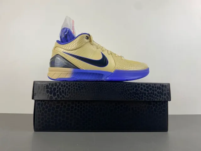 Nike Zoom Kobe IV Beige and Royal Blue Basketball Shoes 17