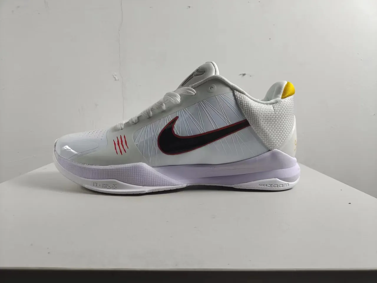 Nike Zoom Kobe V White Black Red Basketball Shoes 6