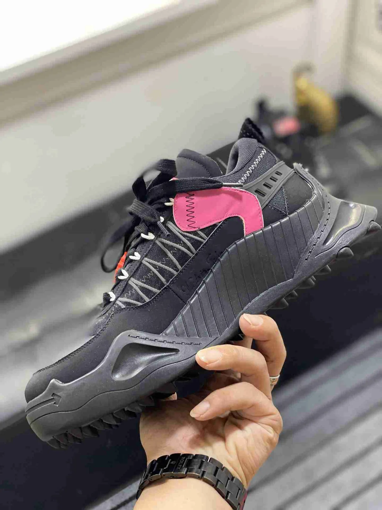 Off-White Air Terra Forma Sneakers Chunky Industrielles Noires et Orange 6