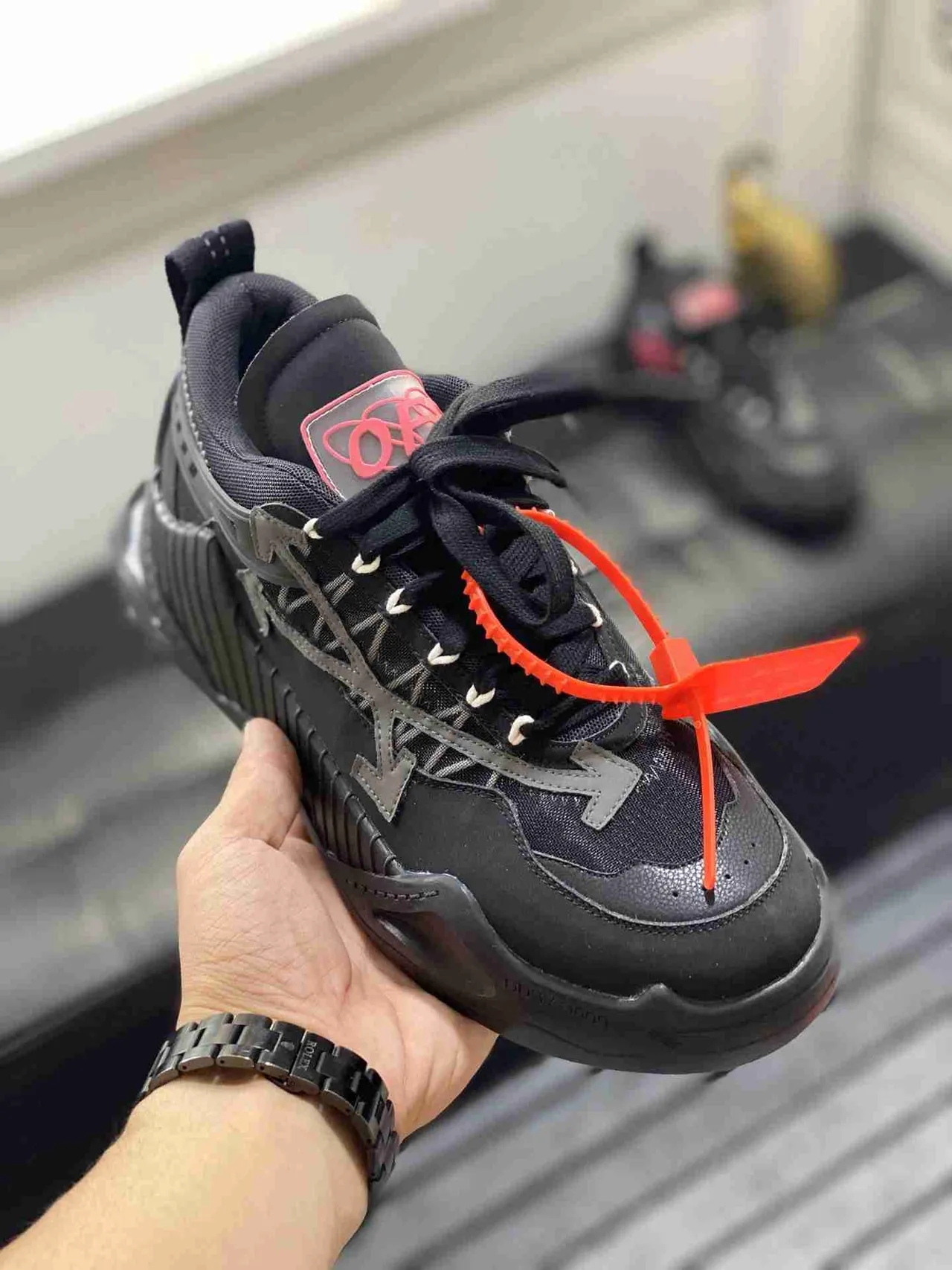Off-White Air Terra Forma Sneakers Chunky Industrielles Noires et Orange 7