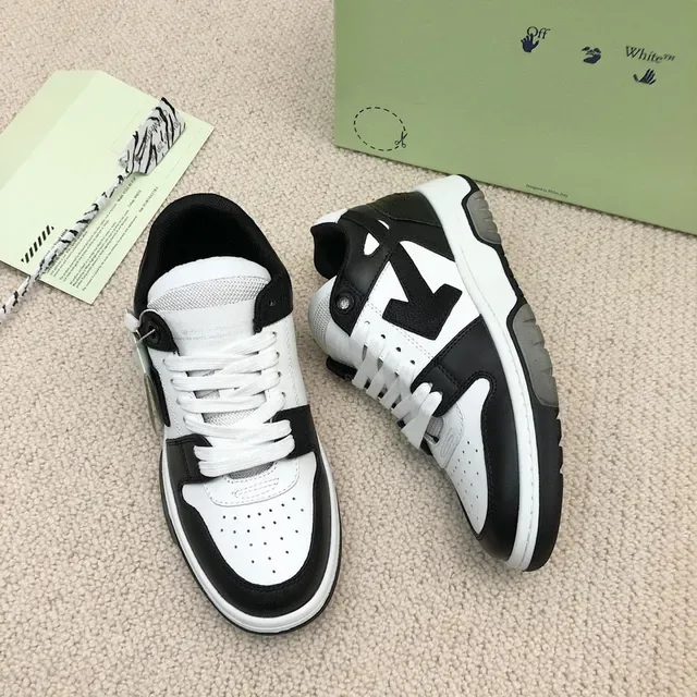 Off-White Arrow Black Low-Top Layered Leather-Mesh Lifestyle Sneakers 4