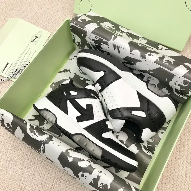 Off-White Arrow Black Low-Top Layered Leather-Mesh Lifestyle Sneakers 8