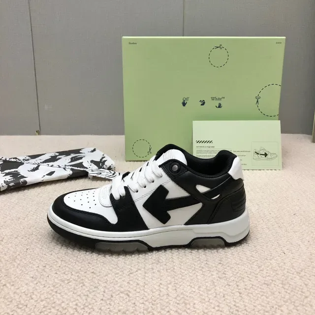 Off-White Arrow Black Low-Top Layered Leather-Mesh Lifestyle Sneakers 9