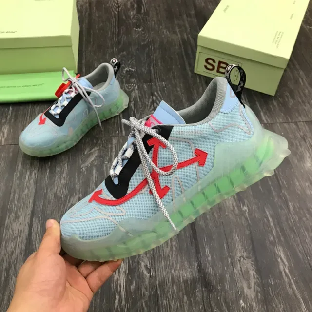 Off-White Blue Red Mesh Upper Arrow Zip-Tie Chunky Sneakers 4