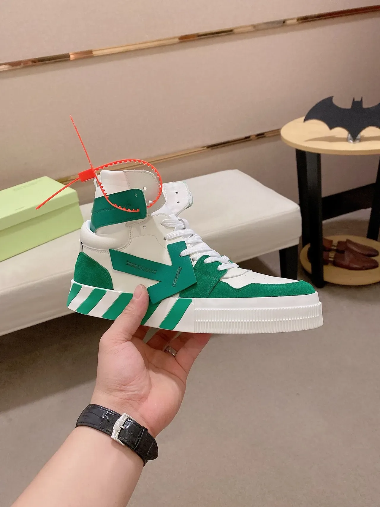 Off-White Green High-Top Industrial Strap Lifestyle Sneakers 4