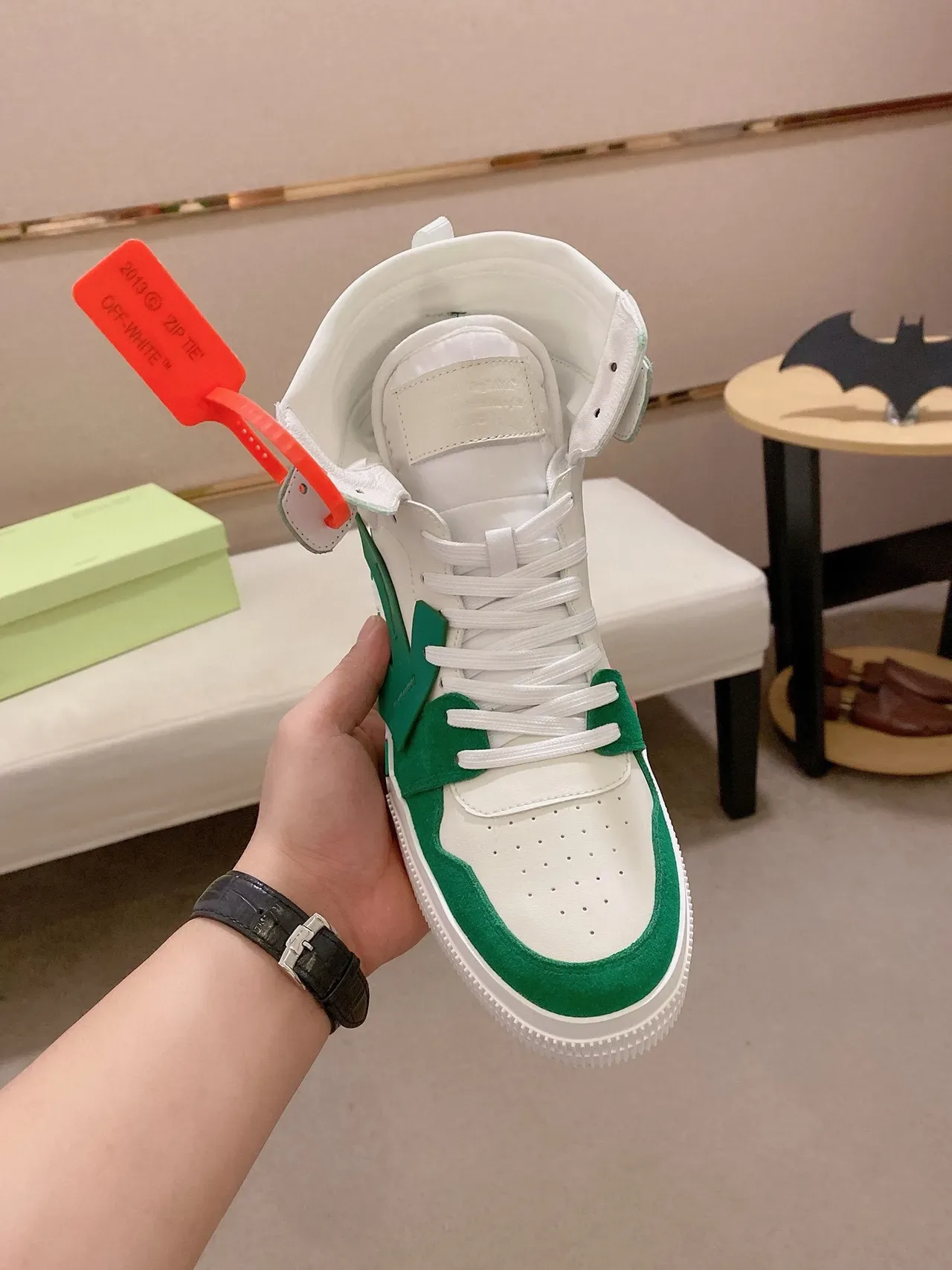 Off-White Green High-Top Industrial Strap Lifestyle Sneakers 5