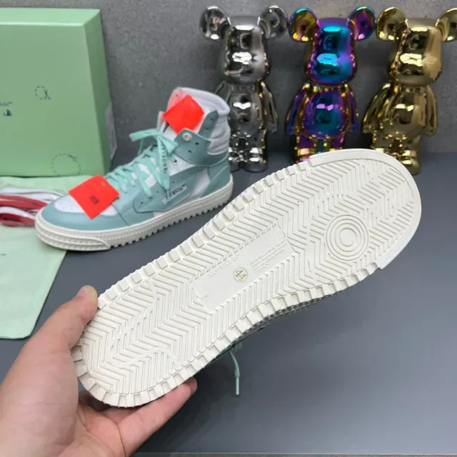Off-White أحذية رياضية أخضر عالي الارتفاع مع أعلى متعدد الطبقات للستايل الحياتي 2