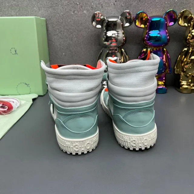 Off-White أحذية رياضية أخضر عالي الارتفاع مع أعلى متعدد الطبقات للستايل الحياتي 3