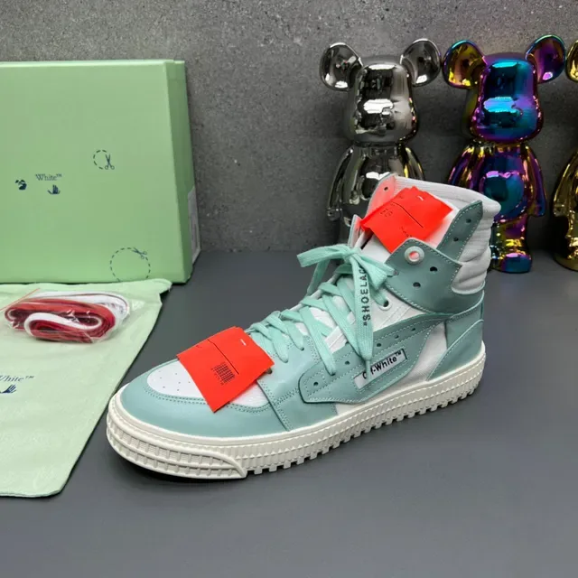 Off-White أحذية رياضية أخضر عالي الارتفاع مع أعلى متعدد الطبقات للستايل الحياتي 4