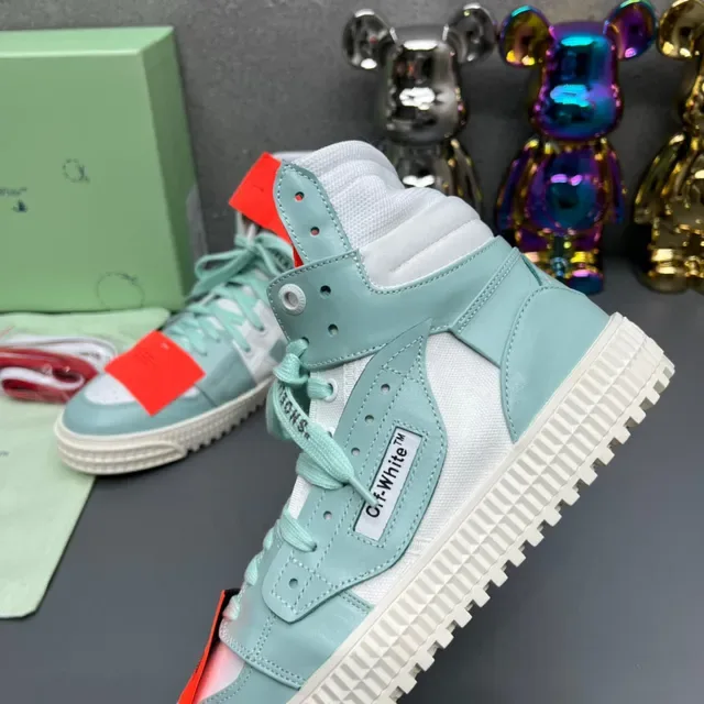 Off-White أحذية رياضية أخضر عالي الارتفاع مع أعلى متعدد الطبقات للستايل الحياتي 5
