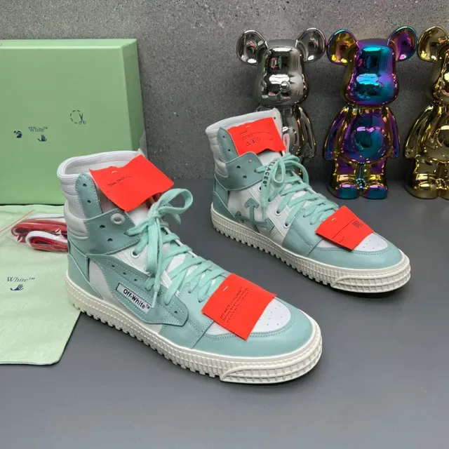 Off-White أحذية رياضية أخضر عالي الارتفاع مع أعلى متعدد الطبقات للستايل الحياتي 7