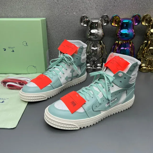 Off-White أحذية رياضية أخضر عالي الارتفاع مع أعلى متعدد الطبقات للستايل الحياتي 8