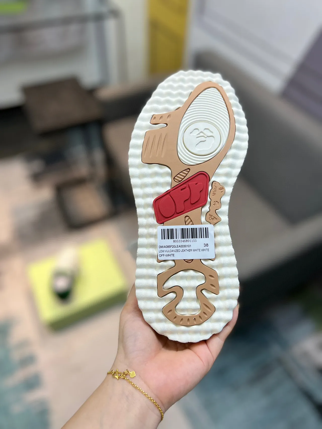 Off-White Tênis Lifestyle Verde Low-Top com Upper de Material Misto 9