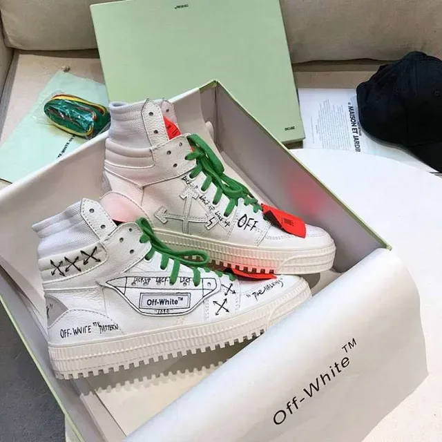 Off-White Tênis Lifestyle Industriais Flecha Diagonal Branco Verde de Topo Alto 2
