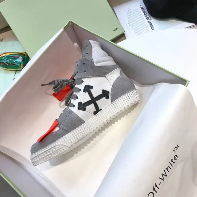 Off-White Tênis Lifestyle Industriais Flecha Diagonal Branco Verde de Topo Alto 3