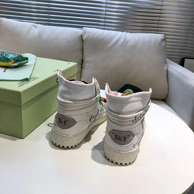 Off-White Tênis Lifestyle Industriais Flecha Diagonal Branco Verde de Topo Alto 6