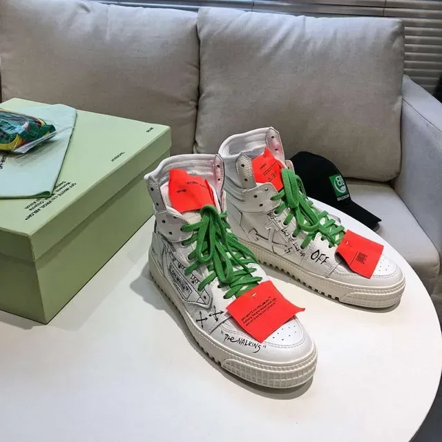 Off-White Tênis Lifestyle Industriais Flecha Diagonal Branco Verde de Topo Alto 7