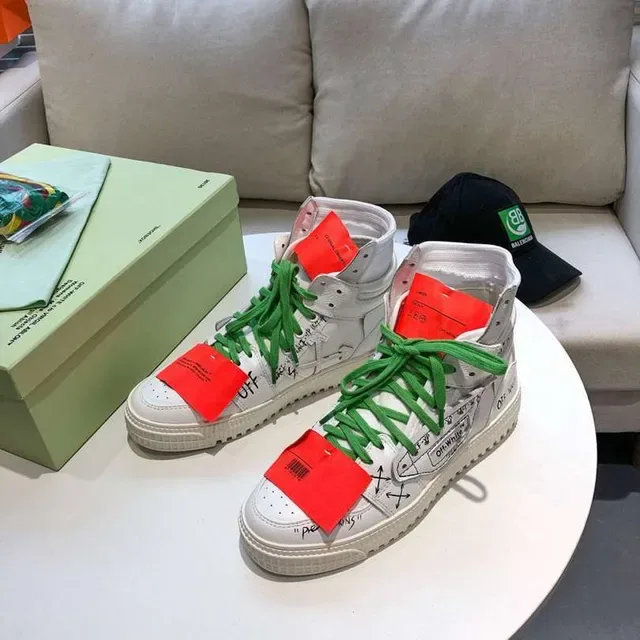 Off-White Tênis Lifestyle Industriais Flecha Diagonal Branco Verde de Topo Alto 9