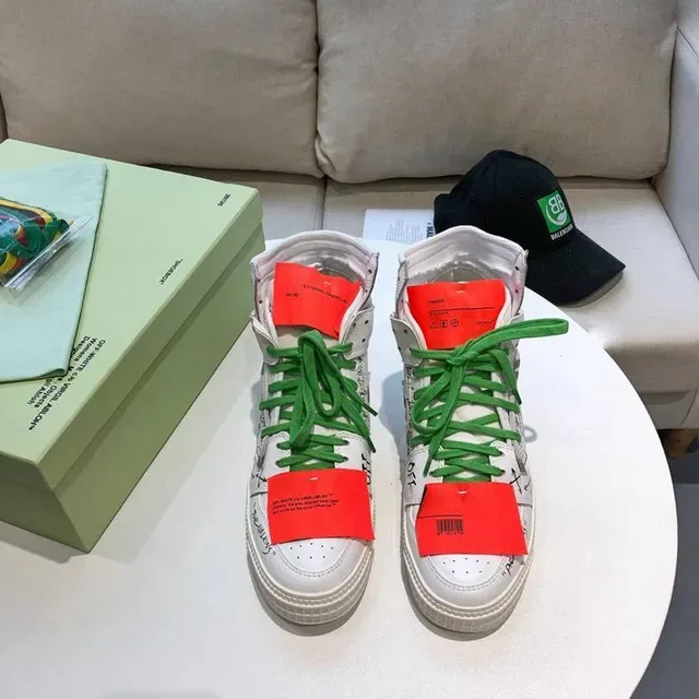 Off-White Tênis Lifestyle Industriais Flecha Diagonal Branco Verde de Topo Alto 10