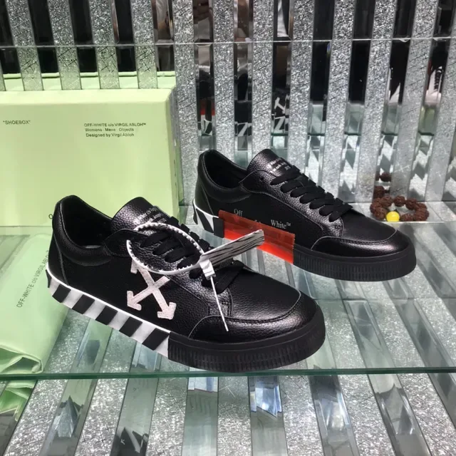 Off-White Industrial Low حذاء رياضي أسود جلد علوي أسلوب حياة 8